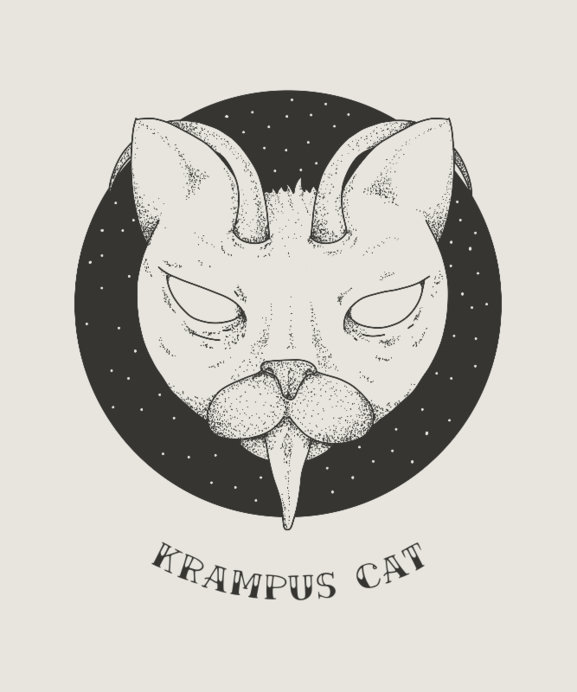 Christmas T-Shirt Design Template with Krampus Cat