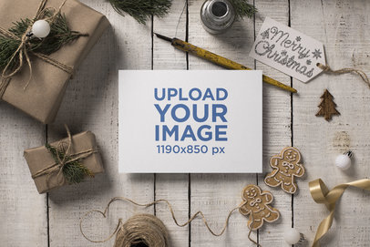 Rustic Mockup of a Christmas Holiday Greeting Card