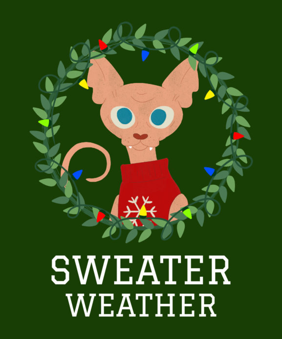 Cats Christmas T-Shirt Design Template