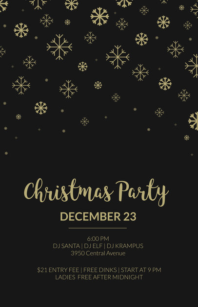 Christmas Party Flyer Template in Black and Gold 