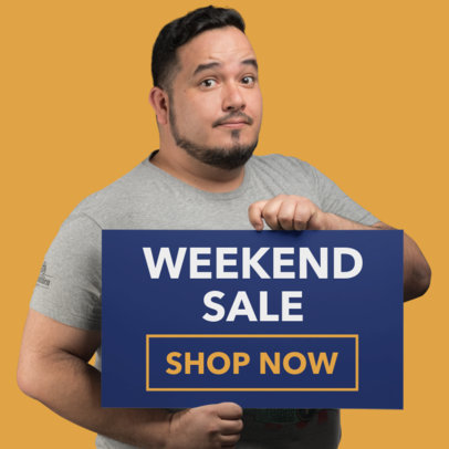 Online Banner Maker Featuring a Man Holding a Banner