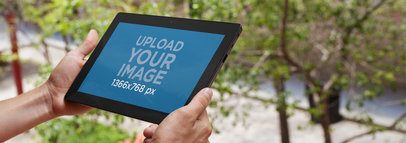 Windows Surface Mockup at a University Balcony