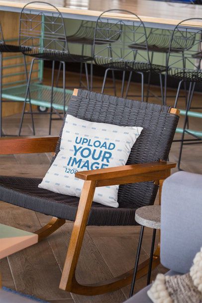 Mockup of a Square Pillow in a Modern Living Room Set