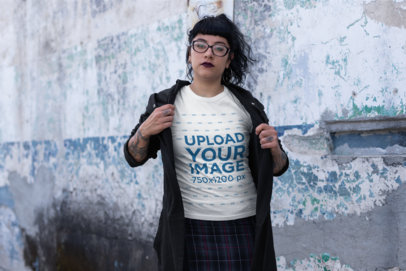 Mockup of a Goth Woman Wearing a T-Shirt