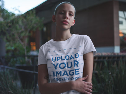 T-Shirt Mockup of an Alternative Woman in the Afternoon