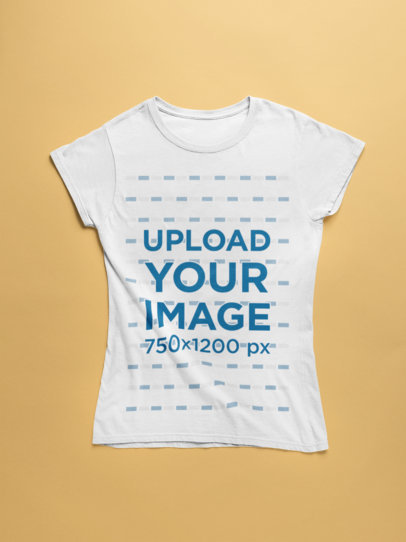 Flat Lay Mockup of a Round Neck Tee Over a Solid Surface