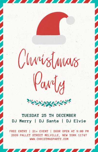 Christmas Party Flyer Template with a Santa Hat Illustration