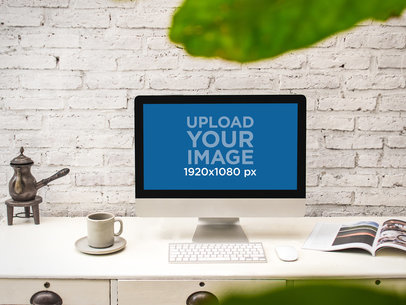 Mockup Featuring an iMac at a Creative Office