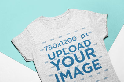 Heather Tee Mockup on a Bicolor Background