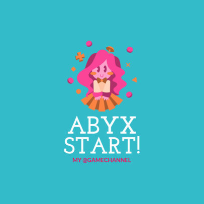 Gaming Channel Custom Logo Maker with Girly Character Graphic 1323h