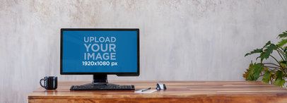 Mockup of a Black Desktop Computer at a Home Office