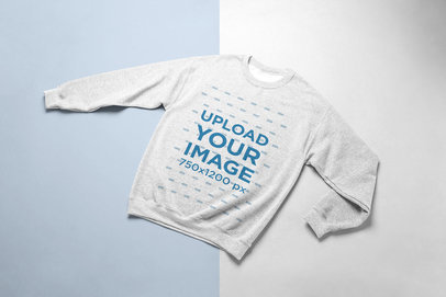 Mockup of a Heathered Crewneck Sweater with a Duo-Colored Background 24238