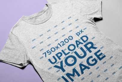 Men's Heather Tee Mockup Lying on a Bicolor Background 24265