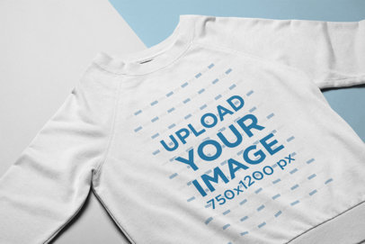 Crewneck Sweater Mockup Featuring a Flat Surface