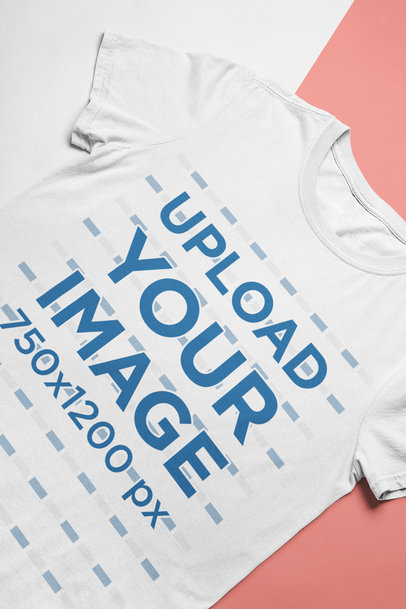 Angled View Mockup of a Women's Tee Lying in a Bicolor Background 24247