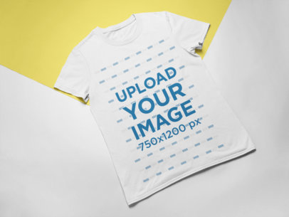 Mockup of a Round Neck Tee Over a Surface with Two Colors 24234
