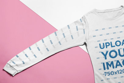 Closeup Shot Mockup of a Long Sleeve Tee Over a Background with Two Colors