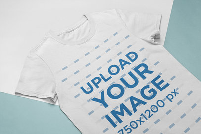 Closeup Mockup of a Tee Over a Duo-Colored Background 24246