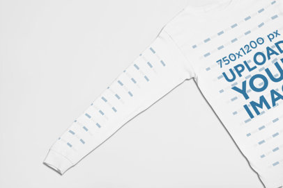Studio Long Sleeve Tee Mockup Featuring a Flat Lay