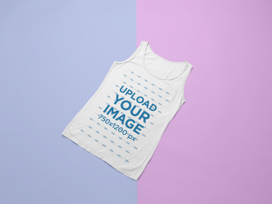 Placeit - Mockup of a Plain Tank Top Over a Duo-Colored Background
