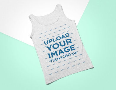 Mockup of a Heathered Tank Top Lying on a Flat Surface
