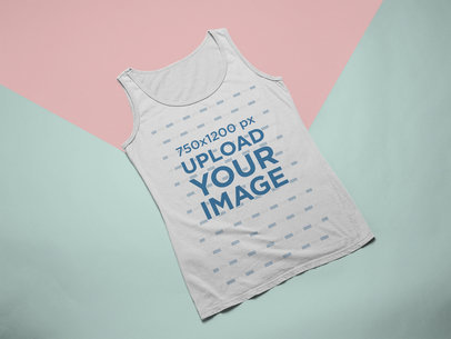 Mockup of a Tank Top Lying Over a Duo Colored Cardboard 24230