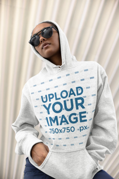  Mockup of a Woman Wearing a Hoodie with an Urban Style