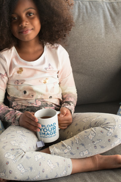 Ceramic Mug Mockup of a Cute Little Girl with an Afro 24013