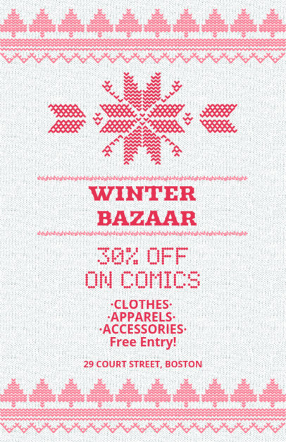 Christmas Flyer Design Template for a Holiday Sale with a Knit Style
