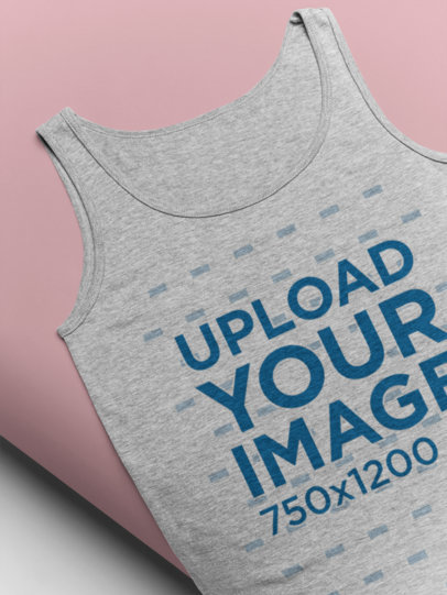 Heathered Tank Top Mockup Featuring a Curved Surface 24353