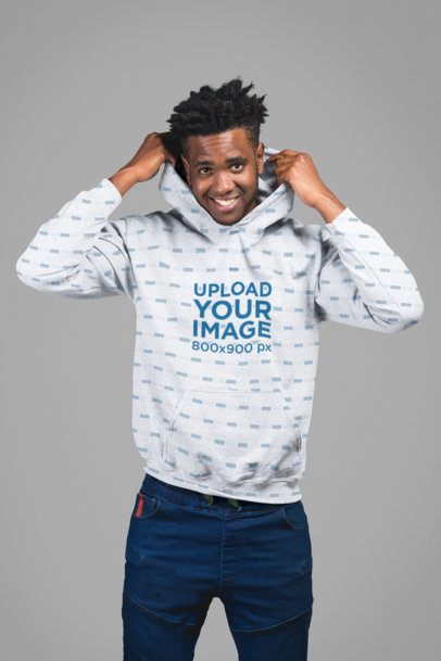 Mockup of a Cool Man Adjusting His Hoodie 24331