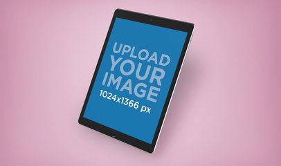 Render Mockup of an iPad Pro Floating Over a Solid Surface