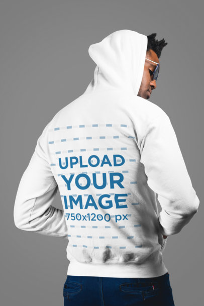 Mockup of a Man Wearing a Hoodie in Back View