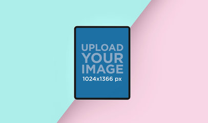 Render Mockup of an iPad Pro Floating Against a Bicolor Surface