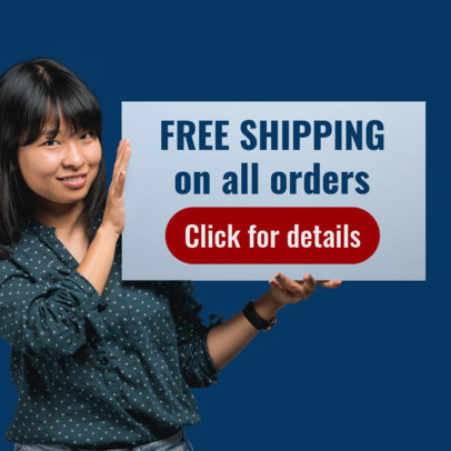 Online Banner Maker of a Woman Holding a Shipping Banner Ad