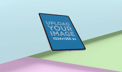 Rendered iPad Mockup Featuring Three Different Colored Cardboards 24469