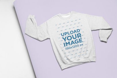 Mockup of a Heathered Crewneck Sweatshirt in Flat Lay Position