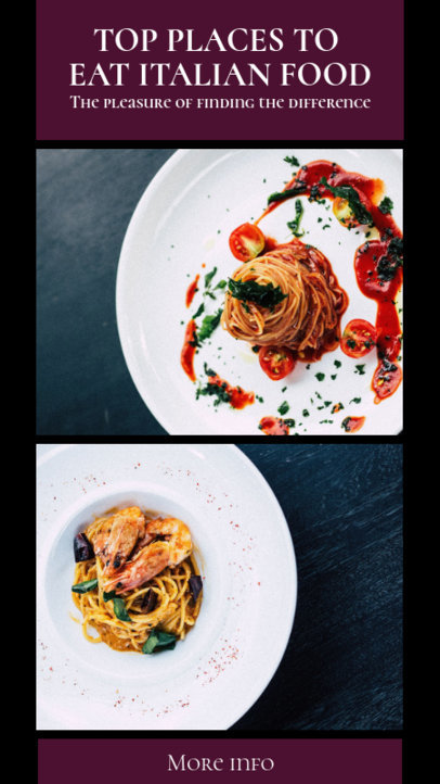Instagram Story Maker for an Italian Food Restaurant