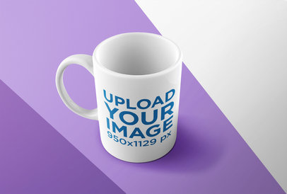 Coffee Mug Mockup Featuring a Surface with Three Colors 24492