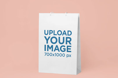 Mockup of a Gift Bag Standing on a Solid Surface
