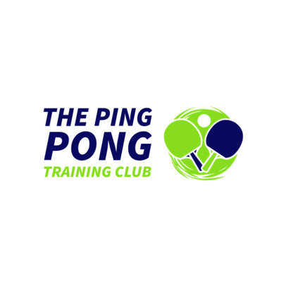 Table Tennis Logo Design Template with Two Ping-Pong Rackets Clipart