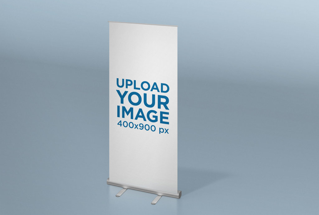 Roll-Up Banner Mockup Featuring a Space with a Solid Color