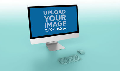 Mockup of an iMac Standing on a Bicolor Gradient Background 24783