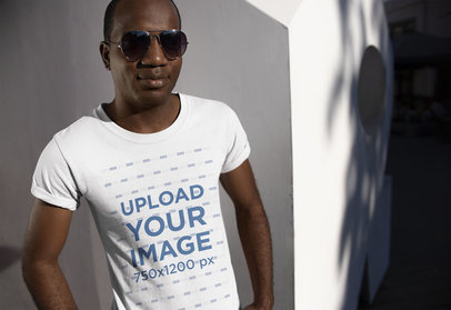 Mockup of a Cool Man Wearing a Tee and Sunglasses