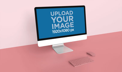 Mockup of an iMac Against the Corner of a Bicolor Background 24786
