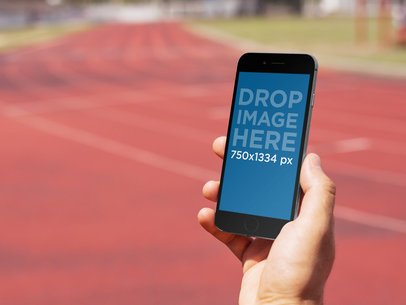 iPhone 6 Mockup Generator at a Running Track
