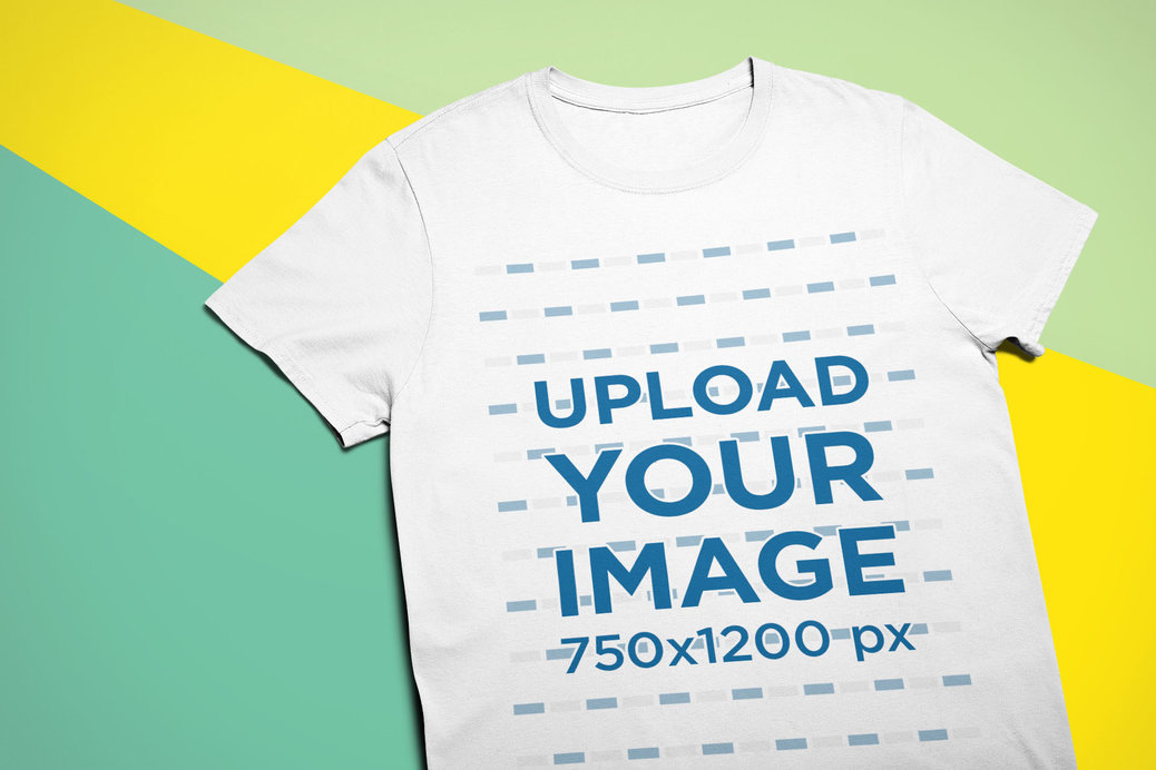 Placeit - Flat Lay Mockup of a T-Shirt over a Tricolor Surface