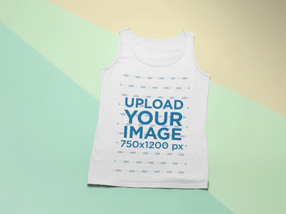 Mockup of a Tank Top Laid Flat over a Surface with Pasteboards 24586