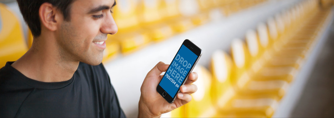 iPhone 6 Mockup Template at a Sports Venue
