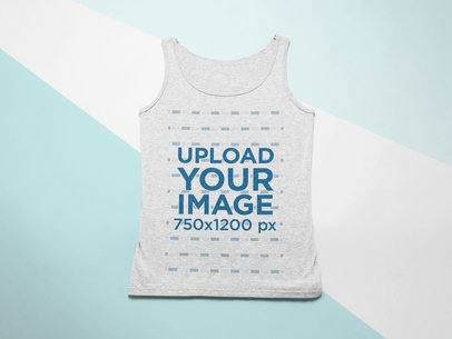 Flat Lay Mockup of a Heathered Tank Top on a Surface with Three Colors